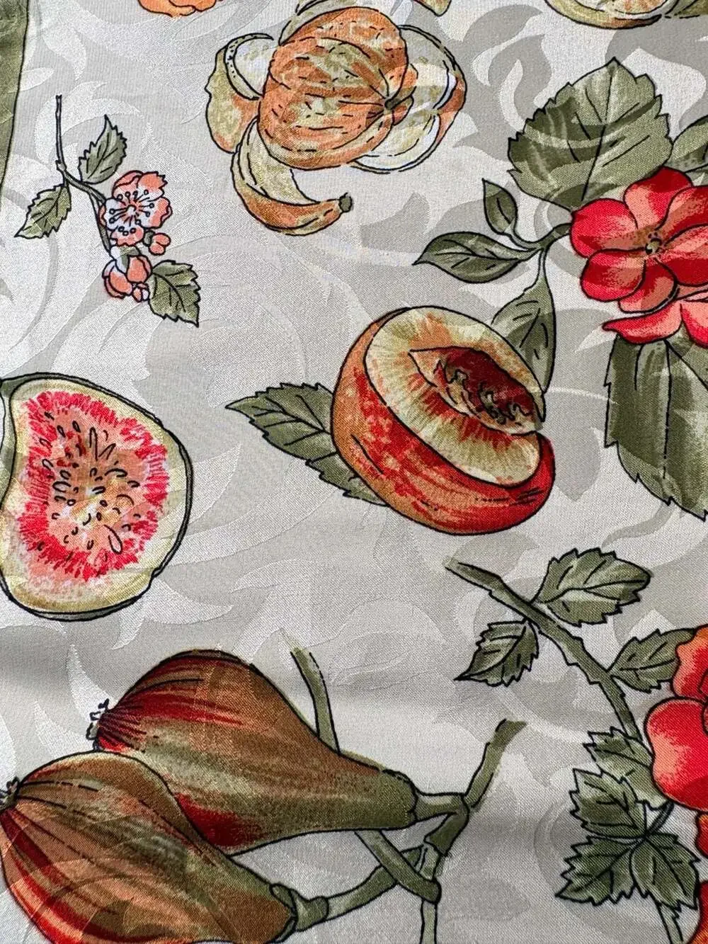 Vintage Fruit and Floral Print Decorative Square Scarf/Tablecloth